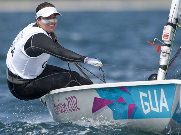 20120730 Copyright onEdition 2012© Free for editorial use image, please credit: onEdition Andrea Aldana Bennett (GUA) competing today, 30.07.12, in the Women's One Person Dinghy (Laser Radial) event in The London 2012 Olympic Sailing Competition. The London 2012 Olympic Sailing Competition runs from 29 July to 12 August and brings together 380 of the world's best sailors to race on Weymouth Bay. Sailing made its Olympic debut in 1900 and has appeared at every Olympic Games since 1908. In 2012 athletes from 63 nations are competing across ten Olympic sailing events. For additional images please go to: http://www.w-w-i.com/isaf_sailing_2012/ For more information please contact: Daniel Smith, marketing@isaf.co.uk or phone +44 (0) 7771 542 131 If you require a higher resolution image or you have any other onEdition photographic enquiries, please contact onEdition on 0845 900 2 900 or email info@onEdition.com This image is copyright the onEdition 2012©. This image has been supplied by onEdition and must be credited onEdition. The author is asserting his full Moral rights in relation to the publication of this image. Rights for onward transmission of any image or file is not granted or implied. Changing or deleting Copyright information is illegal as specified in the Copyright, Design and Patents Act 1988. If you are in any way unsure of your right to publish this image please contact onEdition on 0845 900 2 900 or email info@onEdition.com